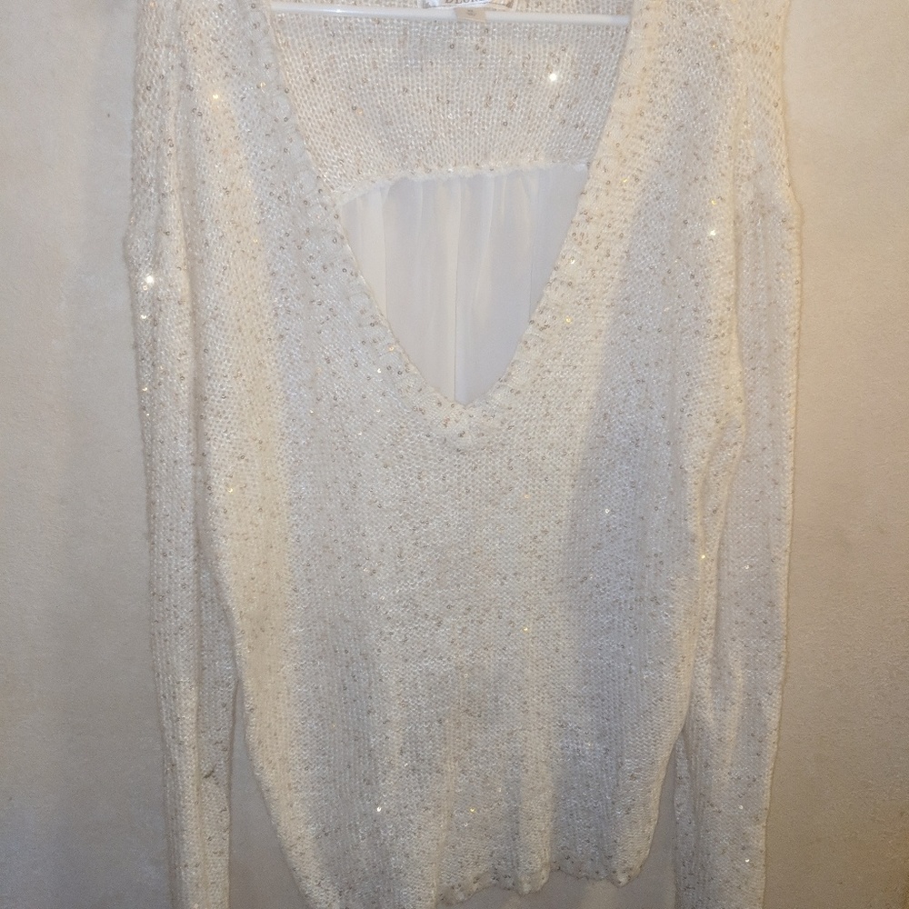 White with gold sequin size XL sweater by Decree